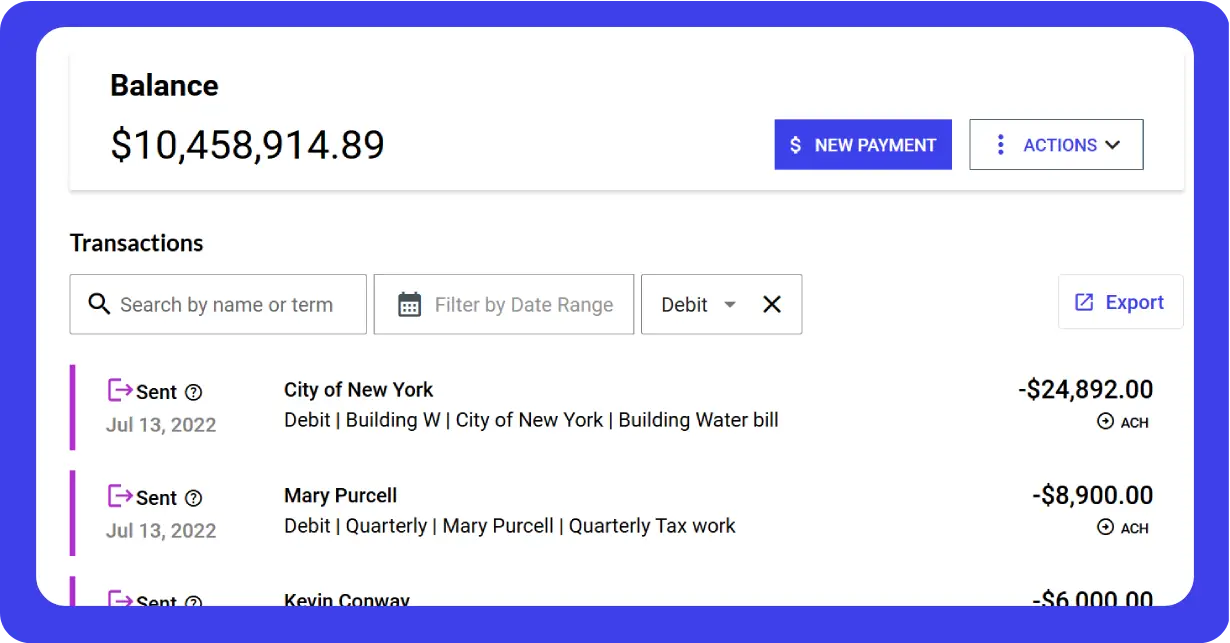 Payment processing dashboard