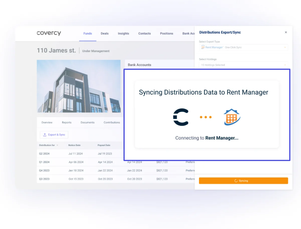 Covercy and Rent Manager integration dashboard