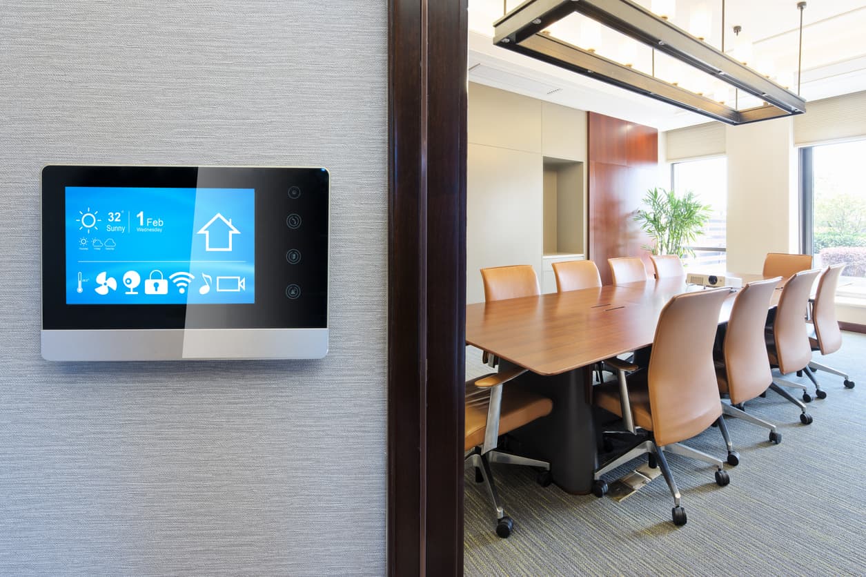smart buildings, closeup of smart thermostat